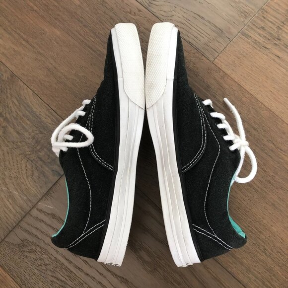 Converse Casual Low Cut Lace Up Canvas Sneakers Black Turquoise White Sz 9.5W/8M - Picture 5 of 10